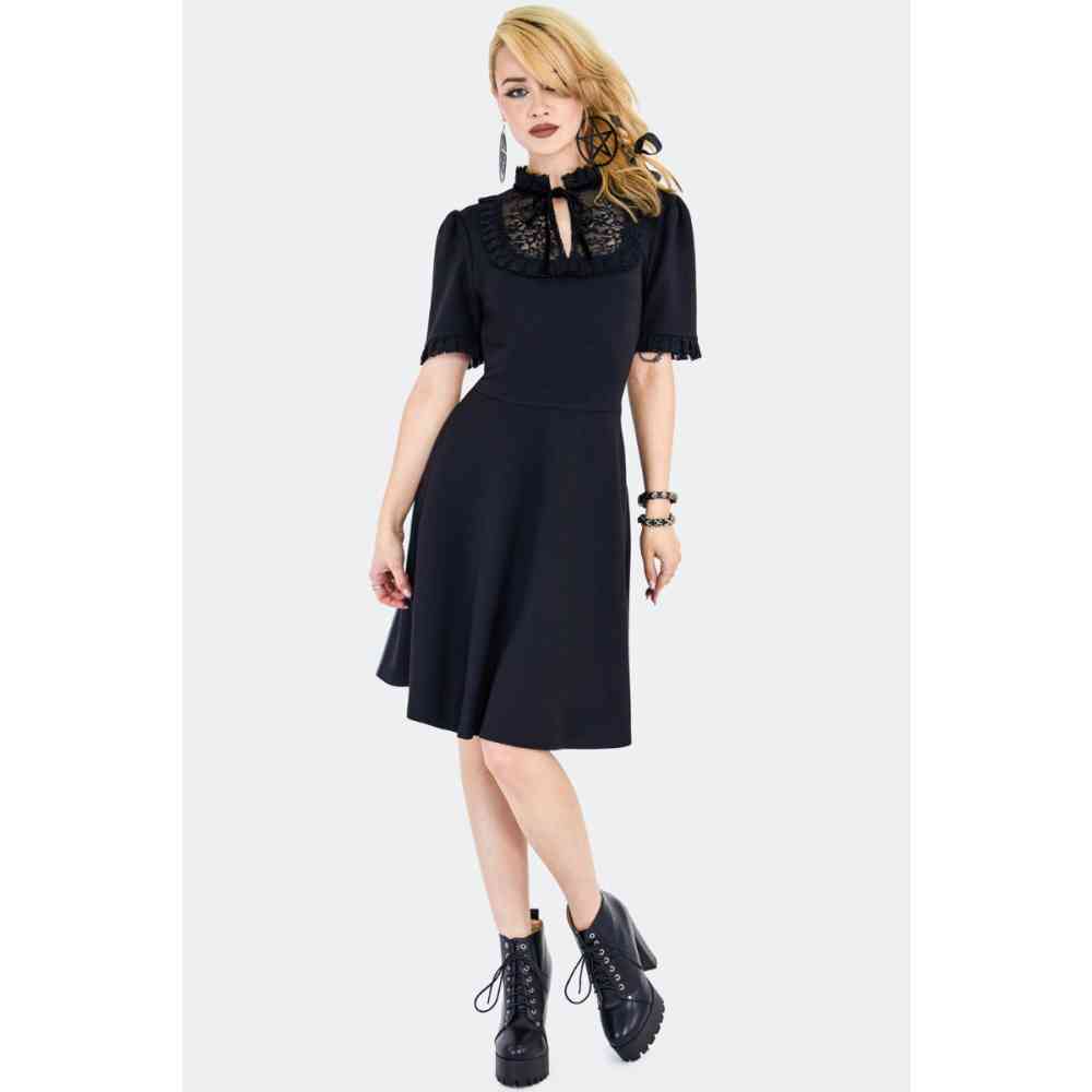 Jawbreaker - Lace Panel Gothic Skater dress - Black